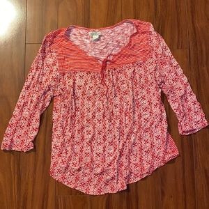 Lucky Brand Coral Geometric Tee